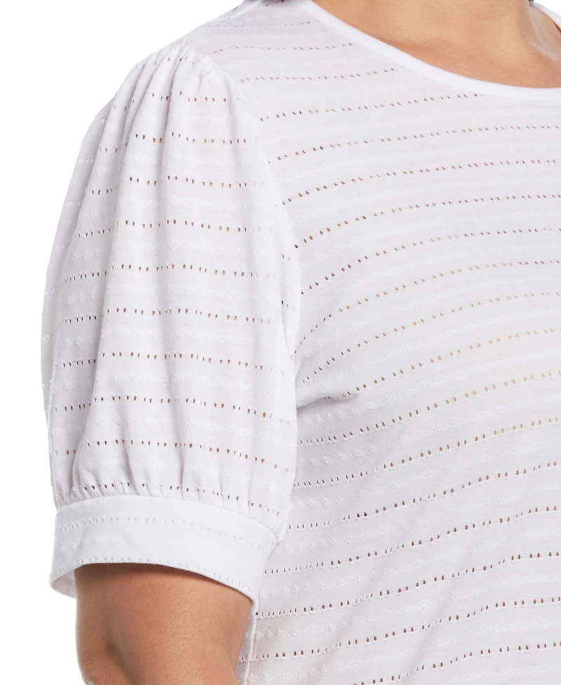 Ella Rafaella Plus Knit Puff Short Sleeve Top