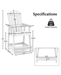 Costway 4 Pcs Tall Bar Stool Hdpe Patio Chair with Armrest Footrest Home Indoor Outdoor