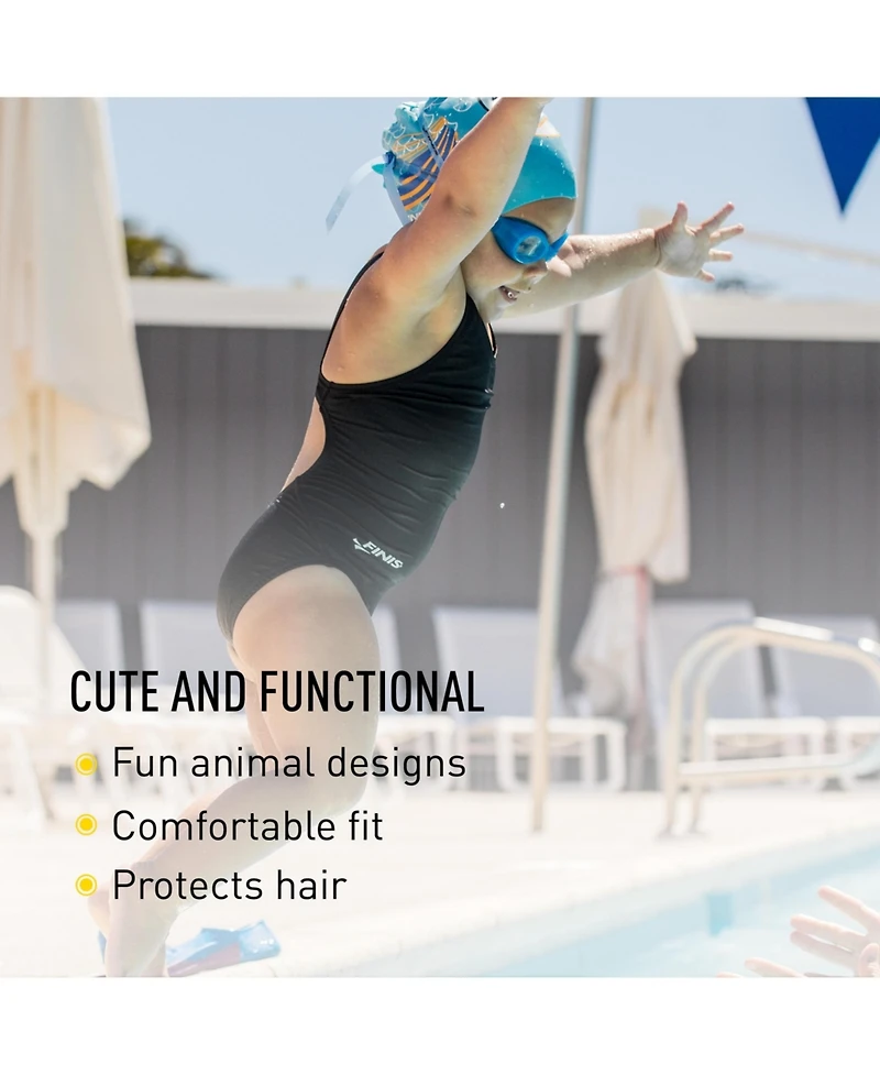 Finis Girls Animal Heads - Fun Swim Cap Ages 3 and Up