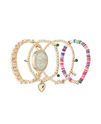 Jessica Carlyle Women's Inspirational Gold-Tone Metal Alloy Bracelet Watch 34mm Gift Set