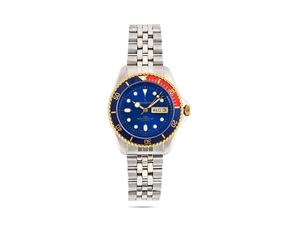 Peugeot Men's Round Day-Date Rotating Bezel Watch with Stainless Steel Bracelet