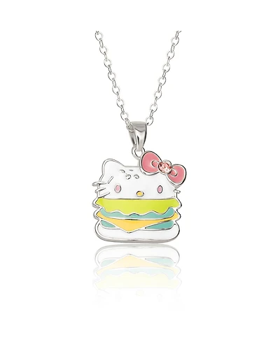Sanrio Hello Kitty Enamel and Pink Cyrstal Cafe Hamburger 3D Pendant