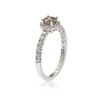 Suzy Levian Sterling Silver Cubic Zirconia Petite Brown Bridal Center Stone Ring