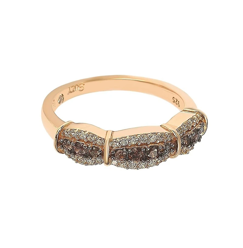 Suzy Levian Sterling Silver Cubic Zirconia Petite Brown & White Anniversary Band