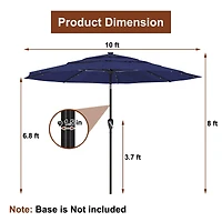 Mondawe 10 ft 3-Tier Led Solar Outdoor Patio Market Umbrella with Push Button Tilt, Navy