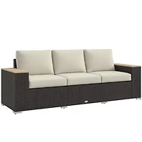 Outsunny 3-Seater Outdoor Sofa w/ Thick Cushions, Patio Couch,