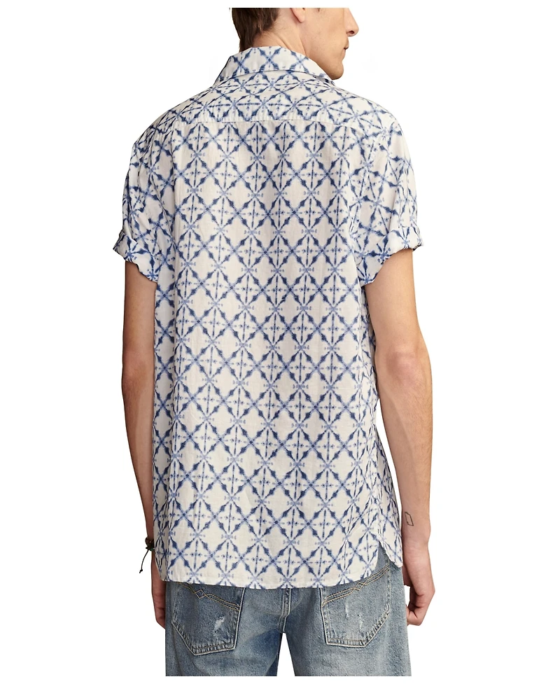 Lucky Brand Men's Batik Short Sleeve Camp Collar Shirt