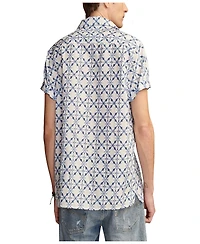 Lucky Brand Men's Batik Short Sleeve Camp Collar Shirt