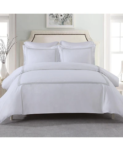 Adeline 100% Cotton Percale Embroidered Duvet Cover Set