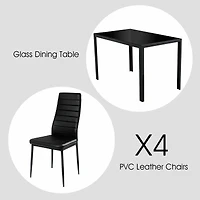 Sugift 5 Pieces Metal Frame and Glass Tabletop Dining Set