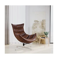 Merrick Lane Pavel Contoured Swivel Accent Chair With Crisscross Metal Base