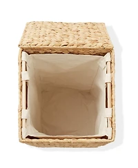 Casafield Laundry Hamper with Lid and Removable Liner Bag - Natural, Woven Water Hyacinth Square Laundry Basket for Clothes
