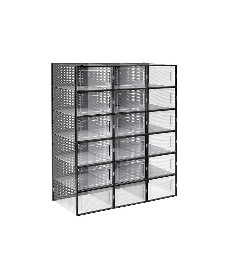 Slickblue Pack Of 18 Stackable Shoe Storage Organizers, Versatile And Foldable For Sneakers
