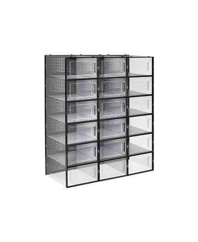 Slickblue Pack Of 18 Stackable Shoe Storage Organizers, Versatile And Foldable For Sneakers