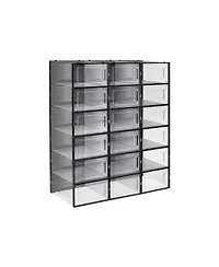 Slickblue Pack Of 18 Stackable Shoe Storage Organizers, Versatile And Foldable For Sneakers