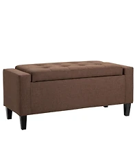 Homcom Recgular Tufted Linen Storage Ottoman Bench with Flipping Top
