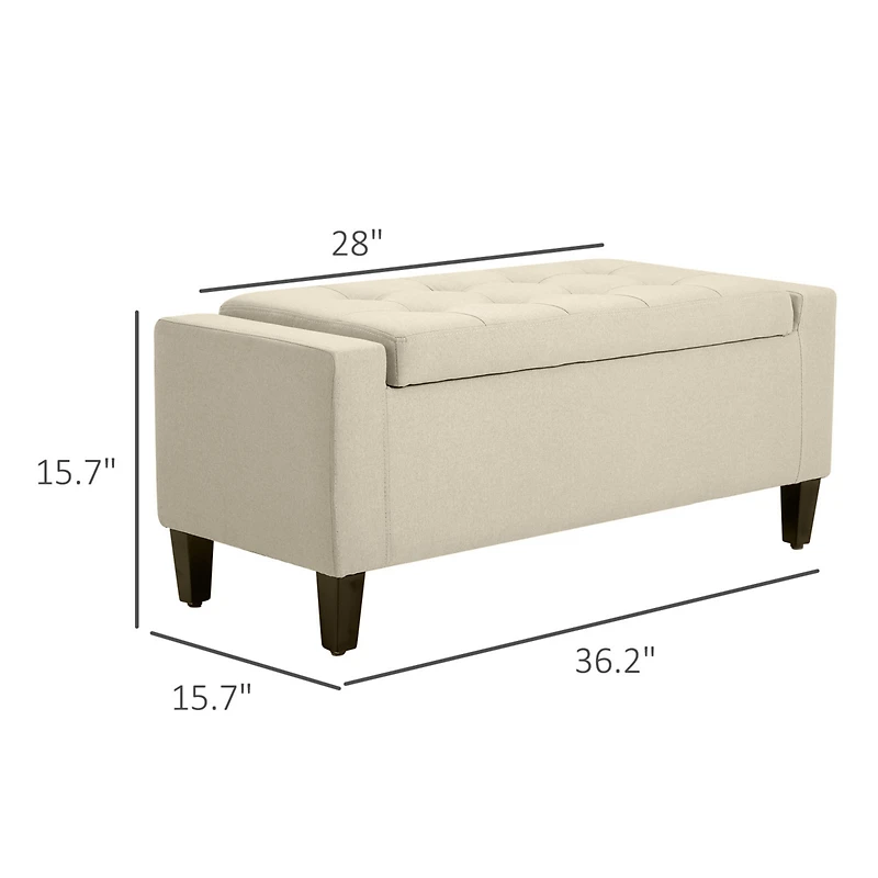 Homcom Recgular Tufted Linen Storage Ottoman Bench with Flipping Top