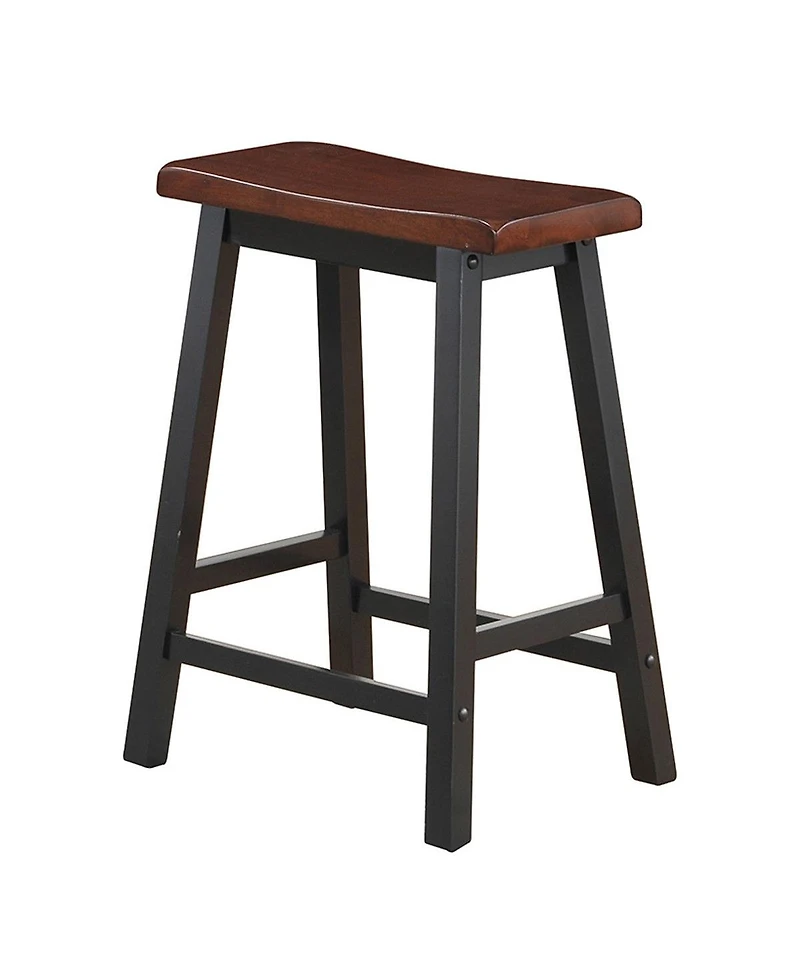 24 Inch Set of 2 Wood Counter Height Seat Stools for Kitchen Dining and Pub