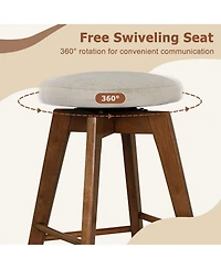2 Pieces 26 Inch Backless Swivel Barstools with Linen Fabric Seat