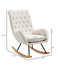Homcom Traditional Rocking Armchair w/Tufted Back, & Thick Padding, Cream White