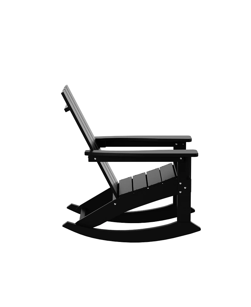 WestinTrends Modern Adirondack Outdoor Rocking Chair with Side Table Set