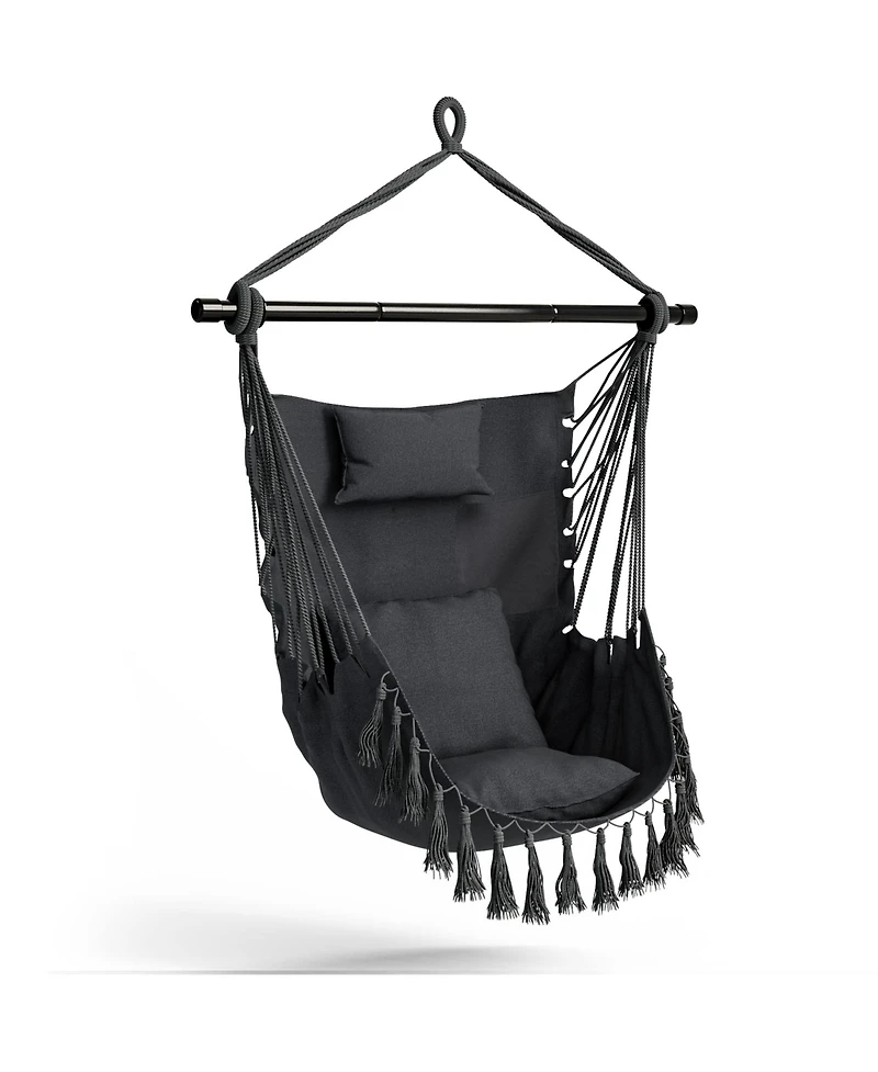 Sugift Hanging Rope Swing Chair with Soft Pillow and Cushions