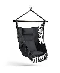 Sugift Hanging Rope Swing Chair with Soft Pillow and Cushions
