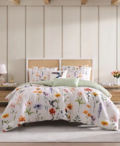Bebejan Fresh Cut Flowers 100 Cotton Sateen 5 Piece Reversible Comforter Set