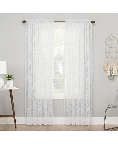 Ariella Floral Lace Sheer Rod Pocket Curtain Panel