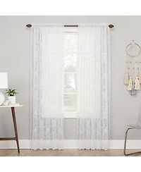 Ariella Floral Lace Sheer Rod Pocket Curtain Panel