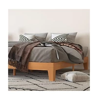 Merrick Lane Eduardo Platform Bed Frame, Solid Wood Frame With Slatted Support
