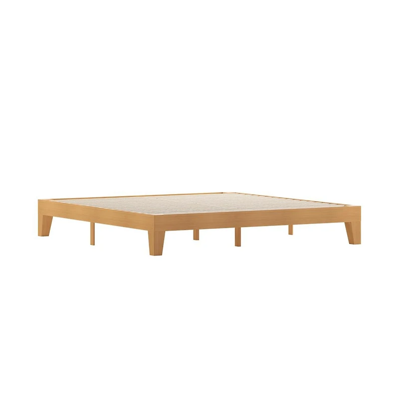 Merrick Lane Eduardo Platform Bed Frame, Solid Wood Frame With Slatted Support