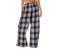 Edikted Women's Lounge Around Plaid Wide Leg Pants