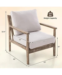 Modern Accent Chair with Solid Rubber Wood Armrests Cotton Linen Fabric Covers