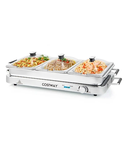 Food Warmer Buffet Server 450W Stainless Steel Electric Warming Tray for Parties