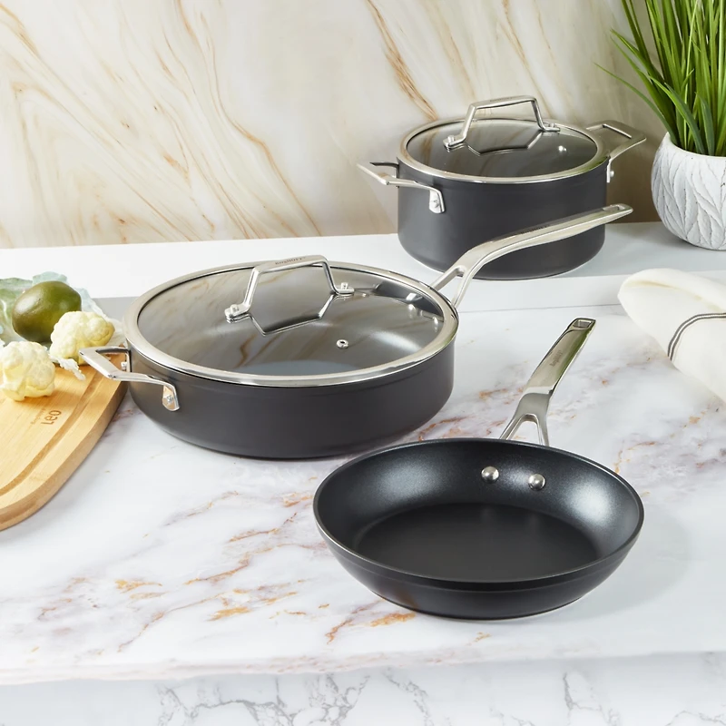 BergHOFF Essentials Non-stick Hard Anodized 8" Stockpot 3.3qt. With Glass Lid, Black