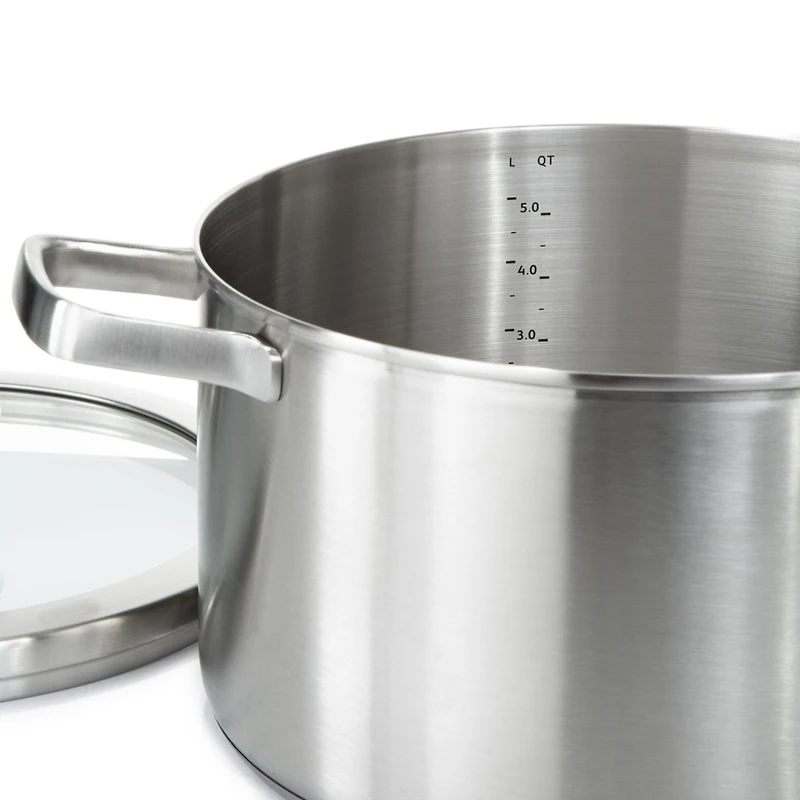 BergHOFF Graphite 4Pc Cookware Set With Glass Lids, Recycled 18/10 Stainless Steel