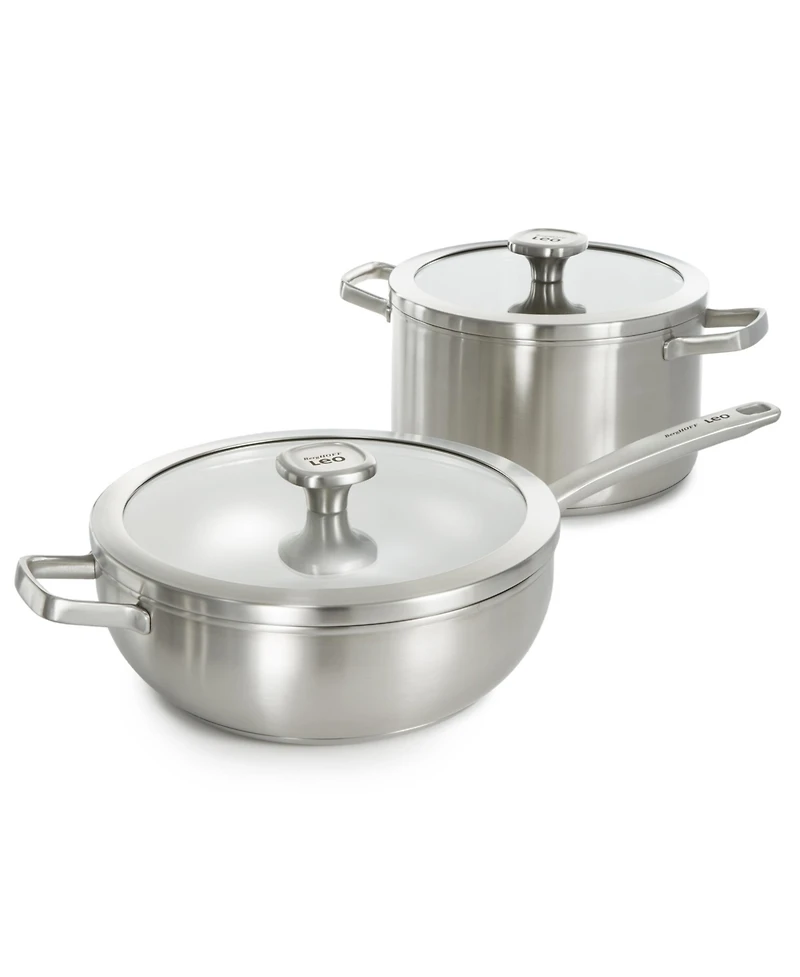 BergHOFF Graphite 4Pc Cookware Set With Glass Lids, Recycled 18/10 Stainless Steel