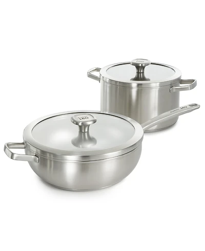 BergHOFF Graphite 4Pc Cookware Set With Glass Lids, Recycled 18/10 Stainless Steel