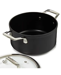 BergHOFF Essentials 5Pc Non-stick Hard Anodized Cookware Starter Set With Glass lid, Black