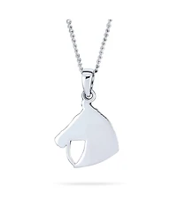 Bling Jewelry Cow Equestrian Thoroughbred Winner Horse-Head Pendant Horseshoe Necklace Oxidized Sterling Silver