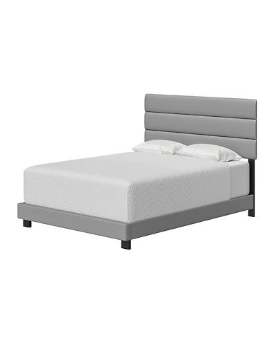 Napoli Leather Upholstered Platform Bed Frame with Tri-Panel Adjustable Headboard - Boyd Sleep