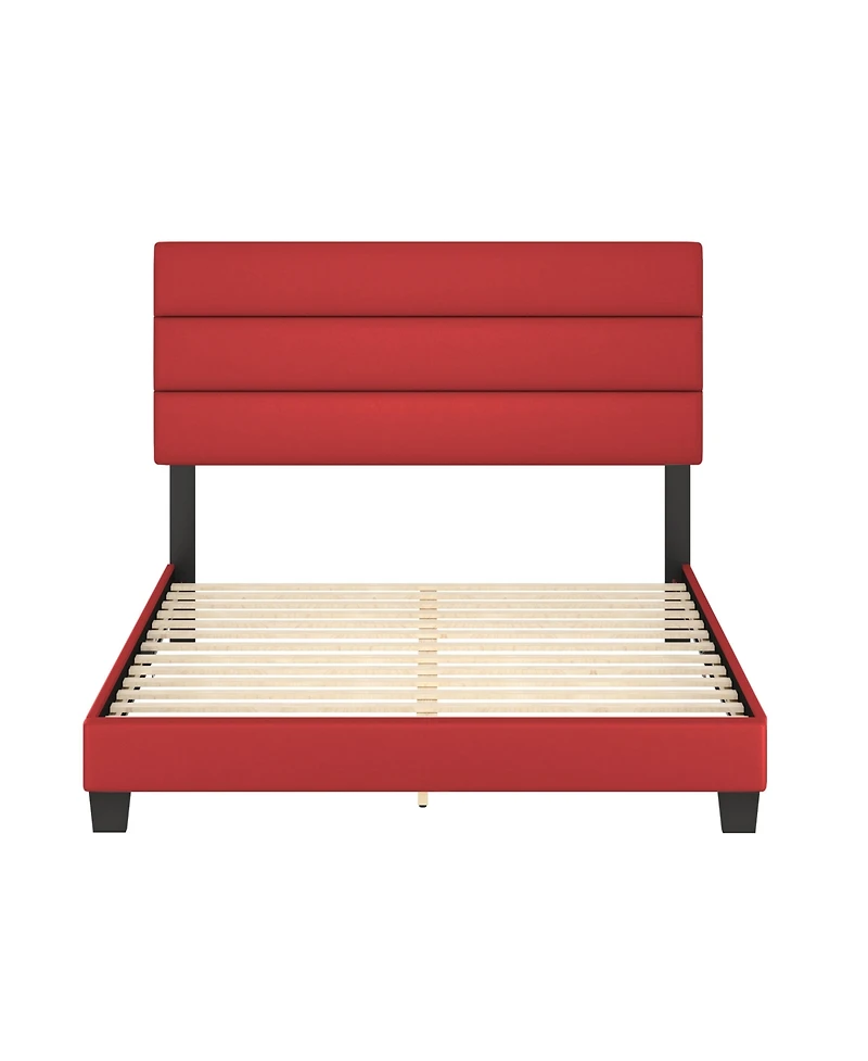 Boyd Sleep Piedmont Leatherette Upholstered Platform Bed Frame with Adjustable Headboard