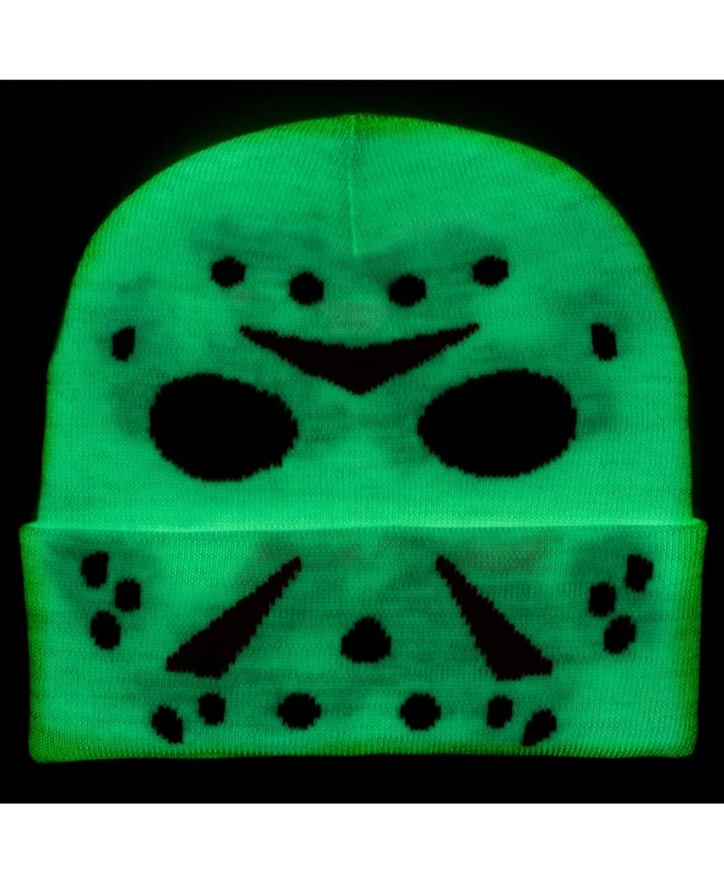 Friday the 13th Men's Jason Glow in the Dark horror Cuffed Winter Beanie