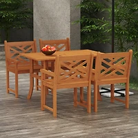 Outsunny Patio Table and Chairs Set of 4 w/ Slatted Top Table & Seat,