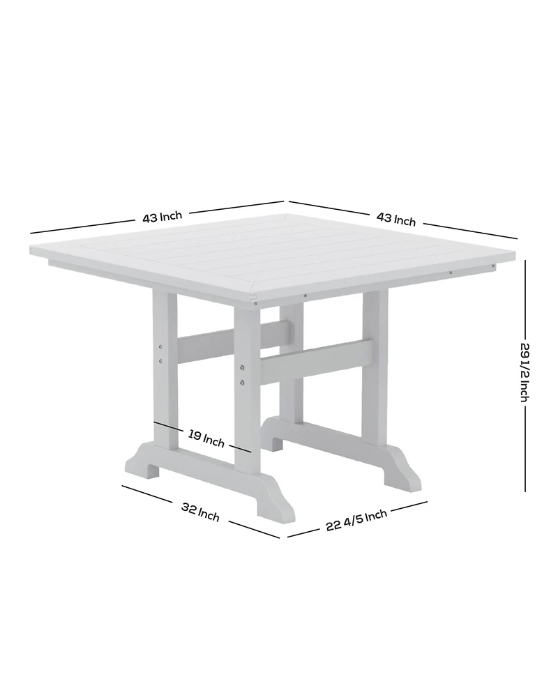 WestinTrends 43" Square Outdoor Patio Dining Table