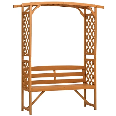 Outsunny Patio Garden Bench for 2 Person for Vines/Climbing Plant, Brown