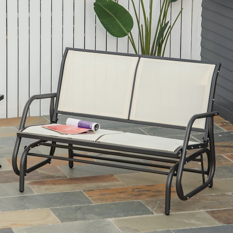 Outsunny 2-Person Patio Glider Bench Rocking Chair Loveseat w/ Armrest