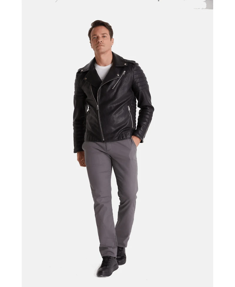 Furniq Uk Men's Biker Jacket, Black