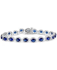 Emerald (8 ct. t.w.) & Diamond (3/4 Halo Tennis Bracelet 14k White Gold (Also Ruby Sapphire)